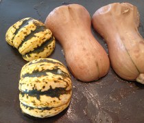 a photo of cooked acorn and butternut squash